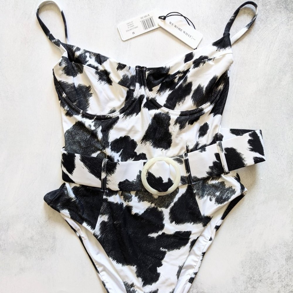 WeWoreWhat Danielle Onepiece in COWHIDE, size M